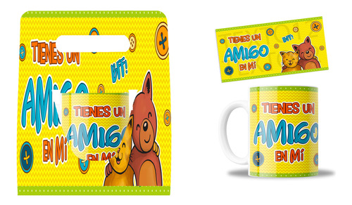 Kit Taza Y Caja, Frase Tienes Un Amigo En Mi, Gatitos, 11oz