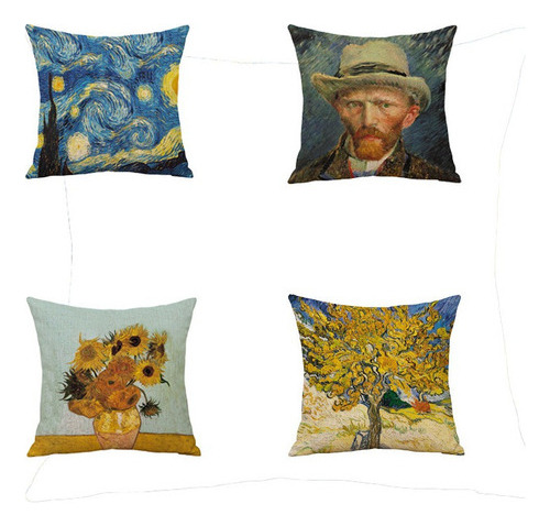 4pcs Fundas De Almohada Con Pinturas Al Óleo De Van Gogh
