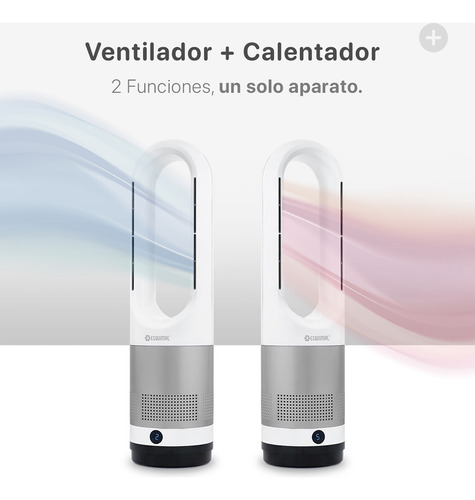 Ventilador Calentador Sin Aspas 2 en 1 Esquimal, Silencioso / Portátil (Plateado - Blanco)