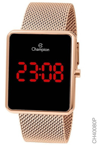 Relógio Champion Feminino Digital Quadrado Rosé Original