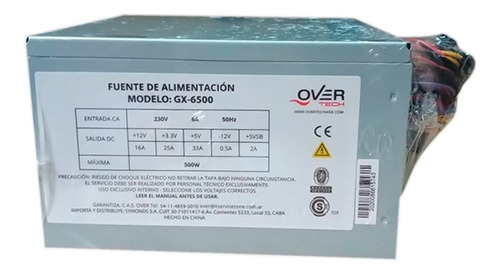 Imagen 1 de 4 de Fuente De Alimentación Overtech Gx-6500 500w 230v Pce