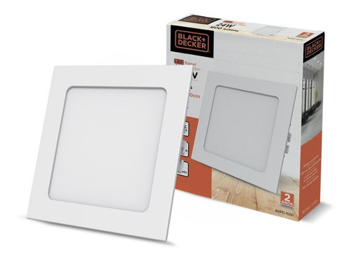 Painel Led Slim Embutir 24w Branca Quadrado - Black + Decker