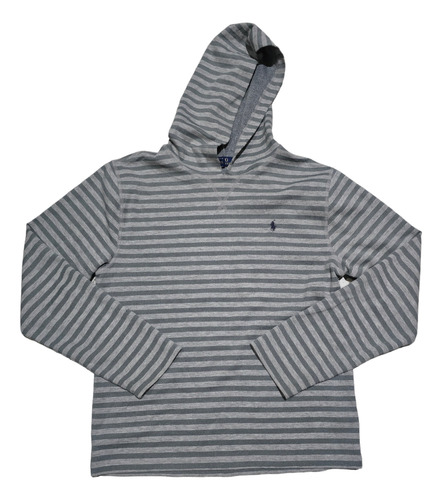 Playera Con Gorro Ralph Lauren Chico S Gris Lineas