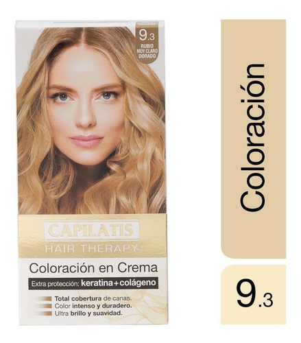 Capilatis Coloración En Crema Kit Completo - Los Tonos Tono 9.3 Rubio Muy Claro Dorado