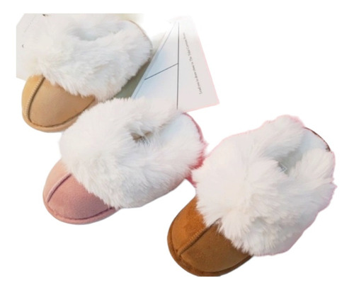 Pantuflas De Mujer Con Peluche Y Suela De Goma Gruesa