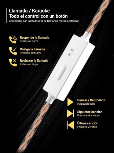 Imagen 5 de 5 de Auriculares Kz Eds In Ears Monitoreo 1dd Con Microfono