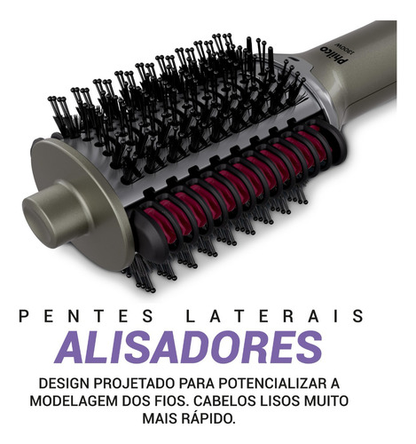 Escova Secadora Pes30 Multicerdas 4 Em 1 1300w Philco 127/220V Prateado
