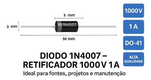 Kit Com 100 Diodos 1n4007 1000v 1a Pronta Entrega