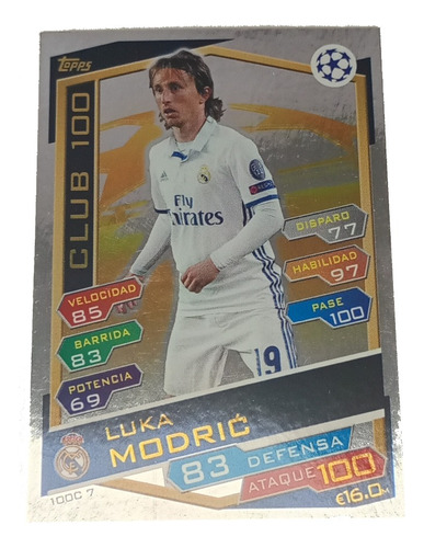 Carta Luka Modric Match Attax Champions League Club 100 Luka Modric 100 Club