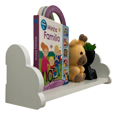 3 Prateleiras Nuvem Colorida Quarto Decoração Infantil 60cm Cor Branco