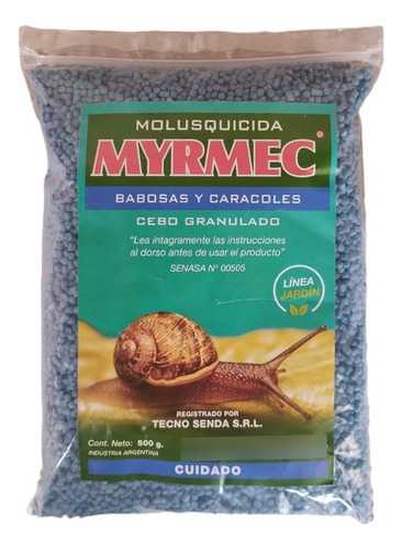 Molusquicida Mata Babosa Caracoles Myrmec Cebo Pellets 500gr