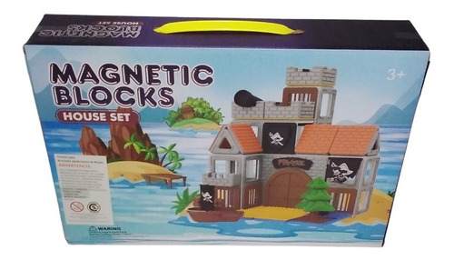 Imagen 2 de 3 de Bloques Magneticos 99 Piezas Arma Castillo En Isla Pirata F