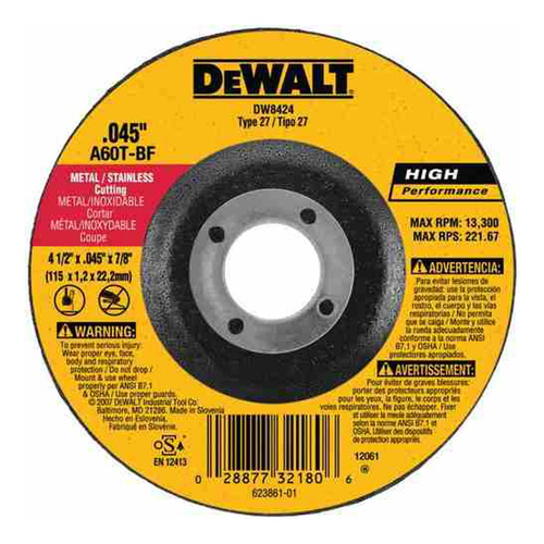 Disco De Corte Dewalt 4 Ultrafino C/r (dewalt-dw8424 Z)