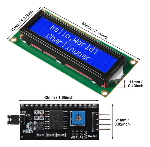 Weewooday Adaptador De Interfaz Serie Iic/i2c/ Twi Lcd Y Mód