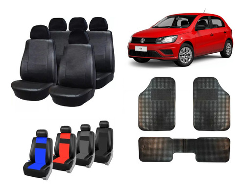 Fundas Cubre Asiento Cuerina Para Vw Gol Trend + Alfombra 3p