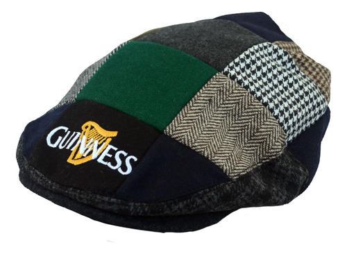 Guinness Patch Tweed Flat Cap - Unisex, Negro, Mediano