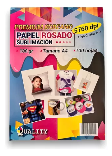 PAPEL DE SUBLIMACION PREMIUM ROSADO A4 100 UNIDADES PREMIUN