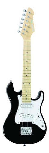 Guitarra elétrica infantil Class CLK10 mini strato de  tília preta brilhante com diapasão de bordo
