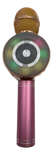 Microfone S/fio Bluetooth  Karaokê  Speaker  Usb  Led Cor Rosa