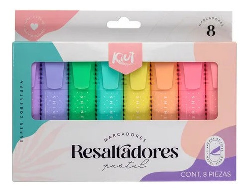 Resaltadores Kiut Pastel Caja X8 Resaltador