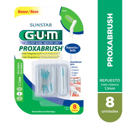 Imagen 3 de 3 de Cepillo interdental GUM Proxabrush 414 fino cónico 8 u