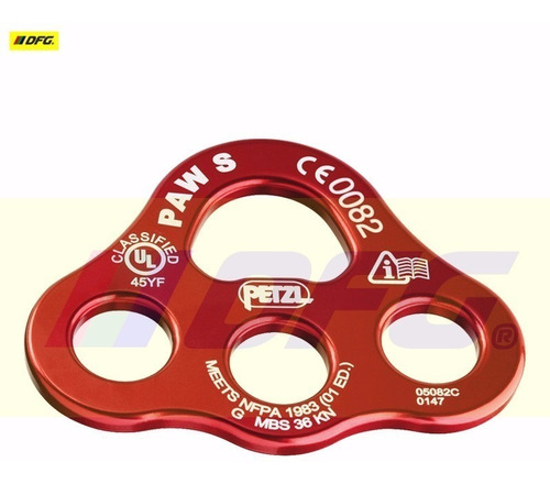 Imagen 2 de 3 de Anclaje Aluminio 3 Orificios Petzl Paw S Arnes Altura Seguri