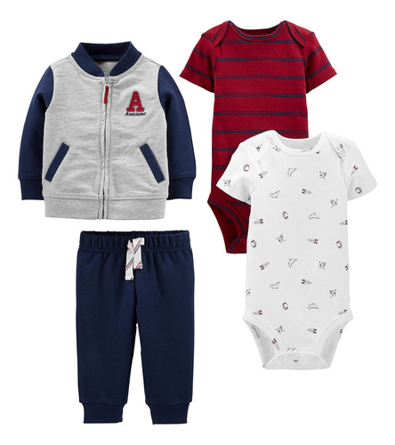 Simple Joys By Carters 4-piece Jacket Pant And Bodysuit Set
