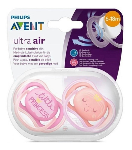 Chupete Avent Ultra Air 6-18m X2u Silicona Scf343-22