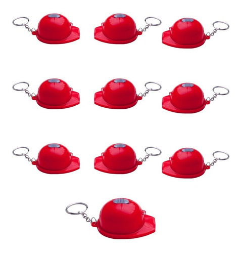 Paquete De 10 Llaveros De Plástico En Forma De Casco Con Luz Color Rojo