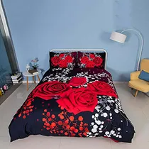 Comprar Juego De Ropa De Cama 3d Rosa Roja King Size, 5 Piezas