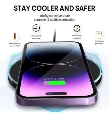 Cargador Inalámbrico Para Samsung Iphone Carga Rápida 15w Blanco