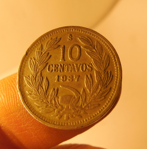 Moneda 10 Centavos. Chile, 1937