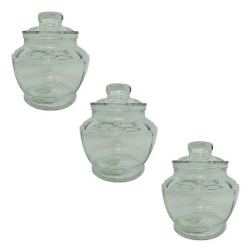 Set De 3 Frascos De Vidrio Con Tapa De Vidrio 2000ml 1123g Transparente