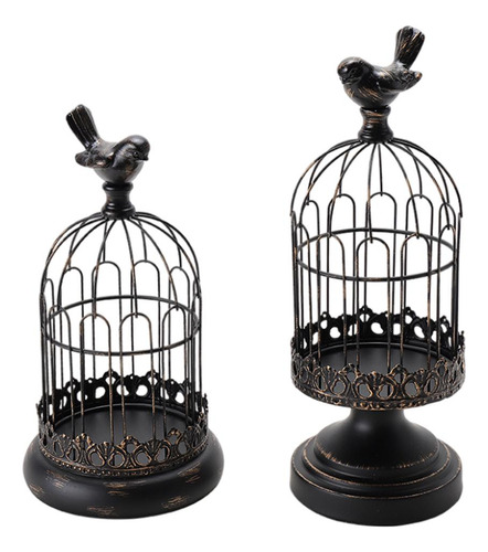 Candelero Birdcage Candelabro Centro De Mesa 2 Piezas Negro