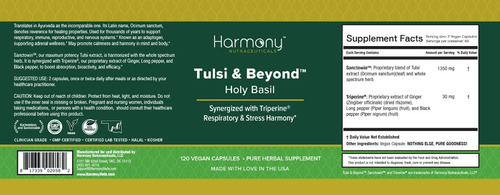 Suplemento Harmony Nutraceuticals Tulsi Holy Basil 120 Cápsu