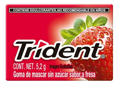 Goma Mascar Sabor Fresa Trident Chicles Sin Azúcar