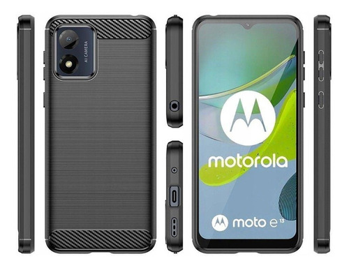 Funda Tpu Fiber Carbon Antigolpe Para Motorola Moto E13