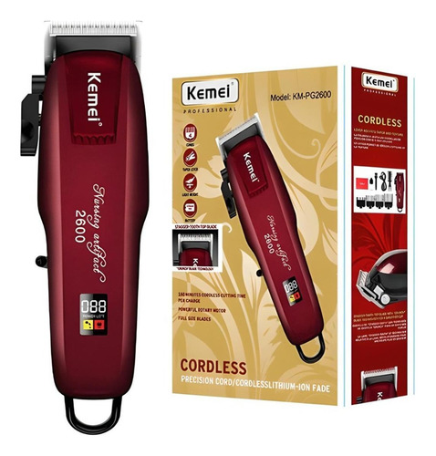 Cortador De Cabelo Kemei Km-pg2600 Bordô 100v/240v