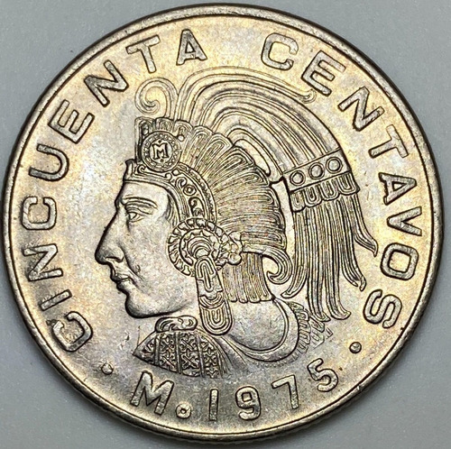 Mex16164 México 50 Centavos 1975 Unc S/puntos Error Ayff