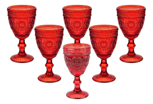 comprar Copas De Vino Rojas Vintage, Juego De 6, Copas De Agua De Vi