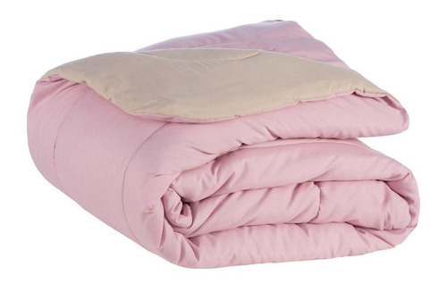 Cobertor Cama Casal Queen Dupla Face 400 Fios Rosa E Bege