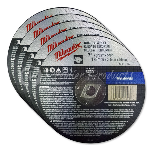 5 Discos De Sierra Circular Milwaukee 178mm Para Metal
