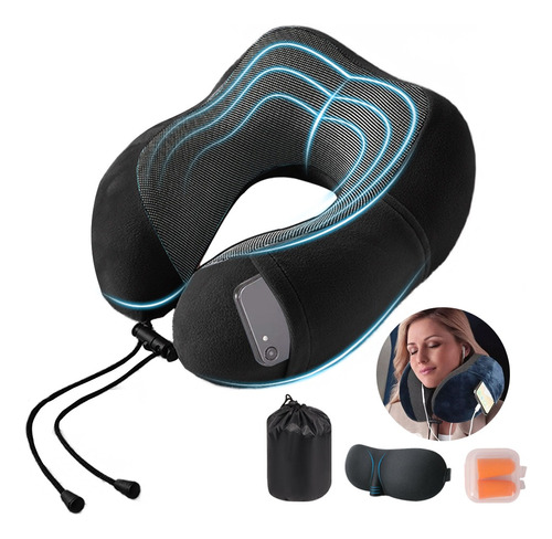 Almohada De Viaje + Bolso + Tapones Para Los Oídos + Antifaz