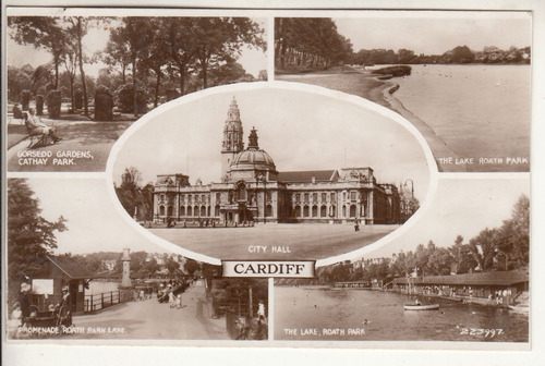 Antigua Postal Con 5 Vistas De Cardiff Walles Gales Uk 