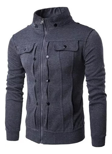 Ropa De Hombre Casual Con Cremallera Plisada, Suéter De Gaba