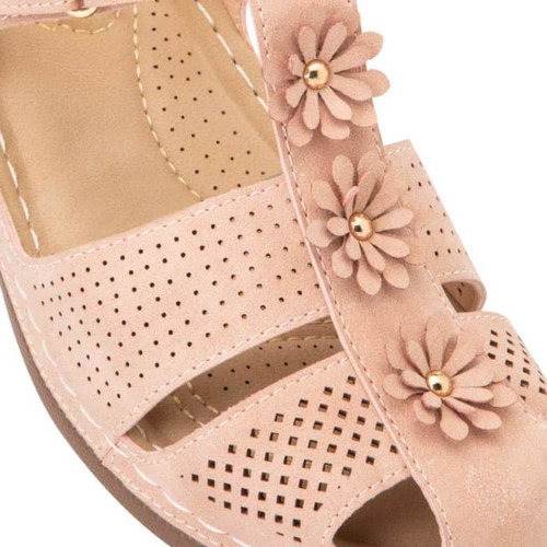 Sandalia Confort Flores Mujer Shosh Rosa
