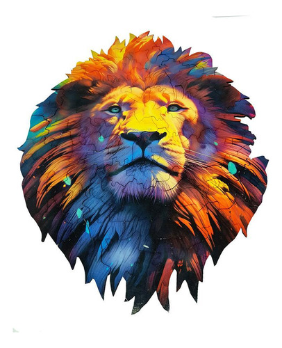 Quebra-cabeça Exclusivo Leão Colors De 70 Peças Em Mdf