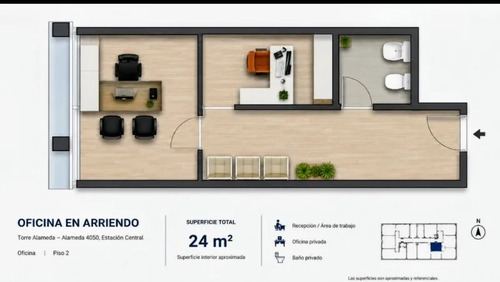 Se Arrienda Oficina Y Estac. Excelente Ubicación E.central