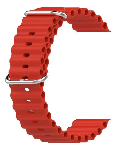 Pulseira Compatível Kiwitime Hello Watch 3 Silicone Oceano Cor Vermelha 42 ao 49mm