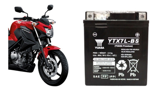 Bateria Original Yuasa Ytx7l-bs Honda Nx 400 Falcon